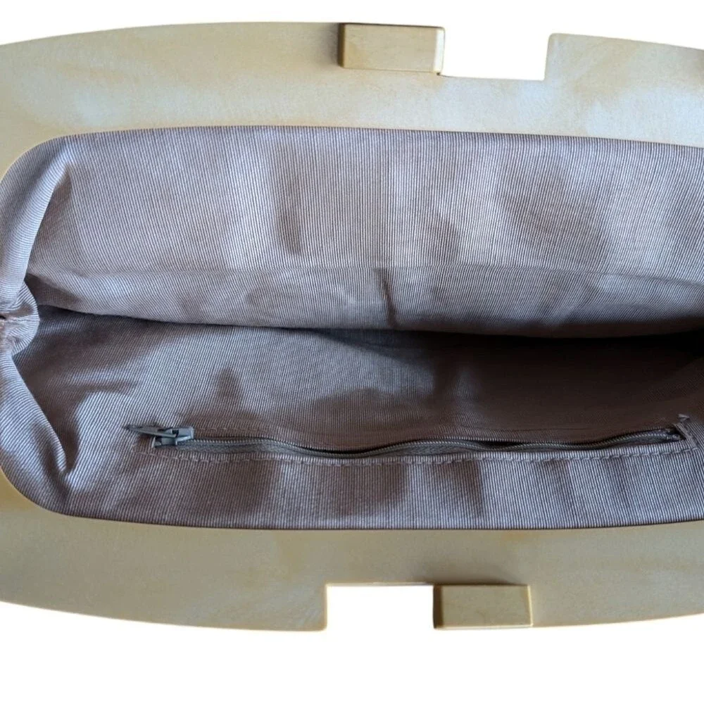 Vintage cream leather clutch